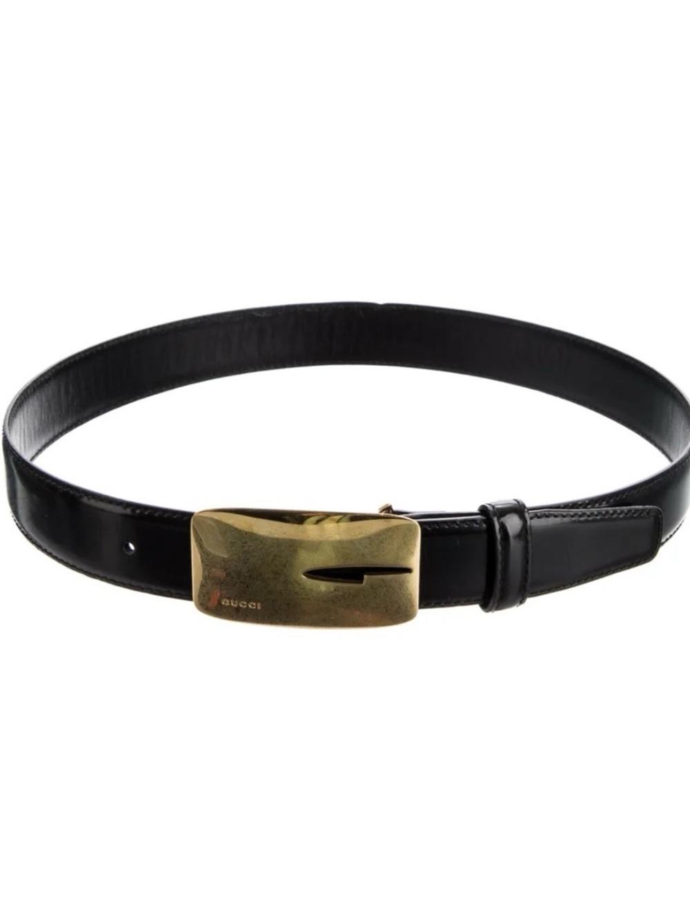 Gucci Patent Leather Gold “G” Buckle Belt